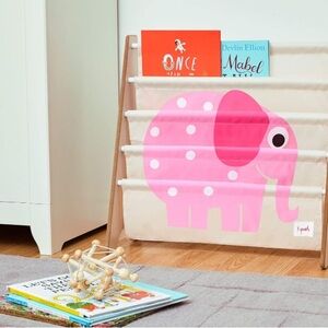 3 Sprouts Pink Elephant Book Rack